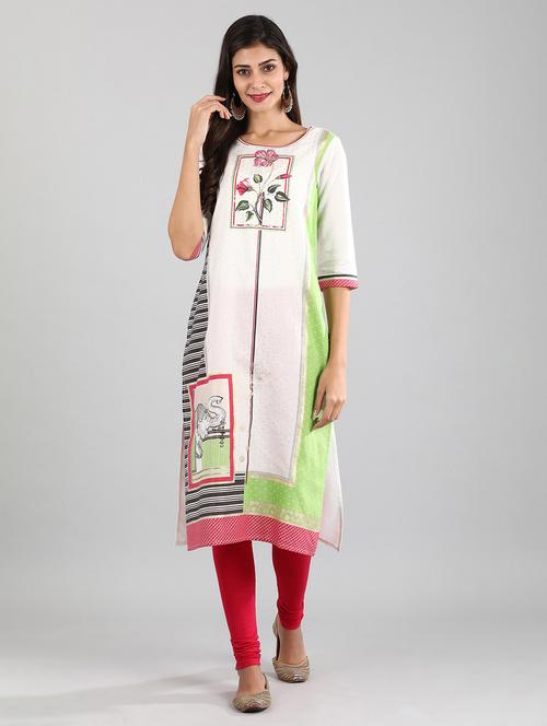 offwhite viscose straight kurta - 17614249 - Standard Image - 1