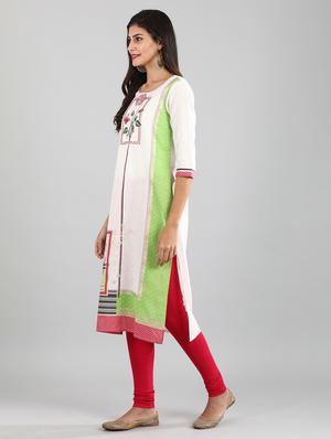 offwhite viscose straight kurta - 17614249 - Standard Image - 2