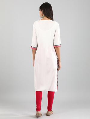 offwhite viscose straight kurta - 17614249 - Standard Image - 3