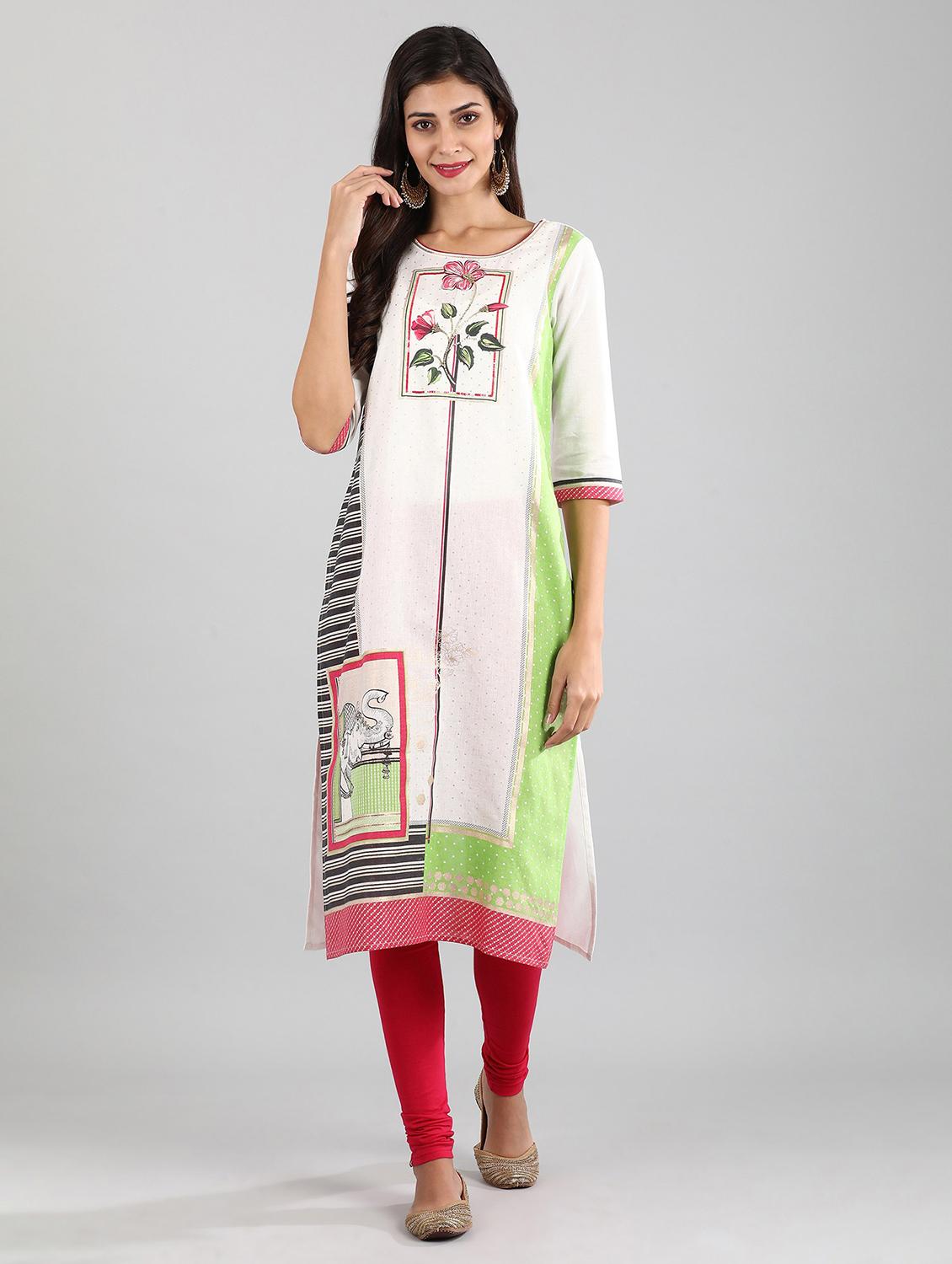 offwhite viscose straight kurta - 17614249 - Zoom Image - 1