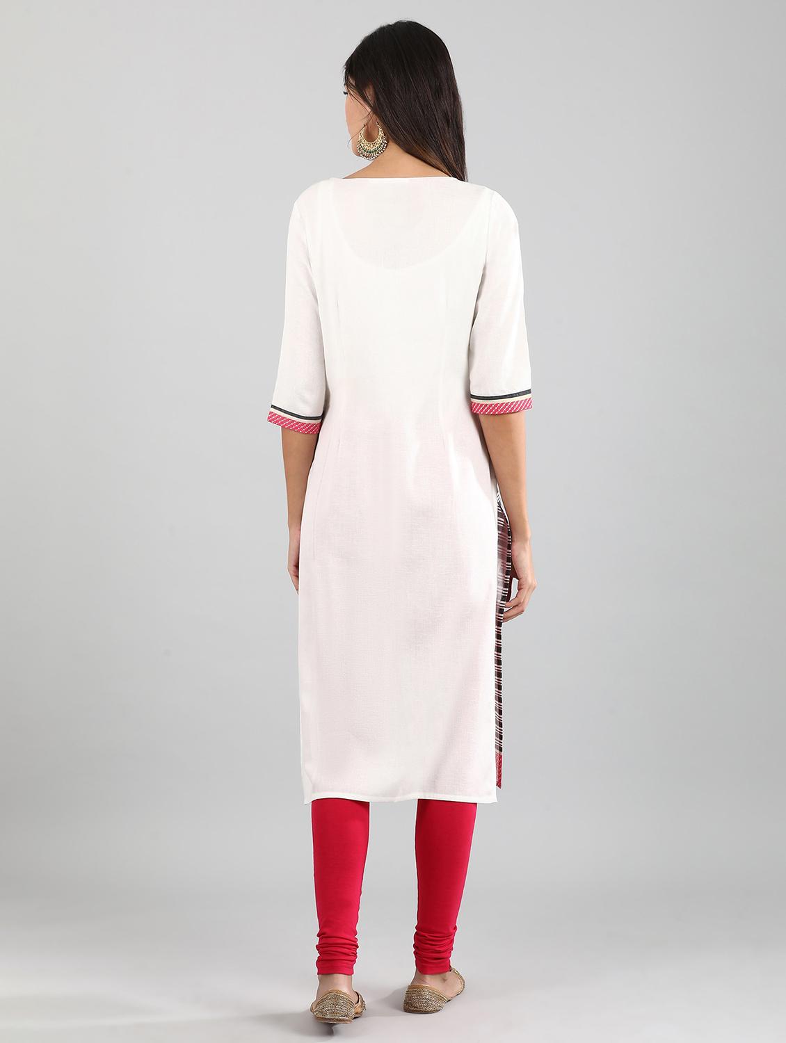 offwhite viscose straight kurta - 17614249 - Zoom Image - 3