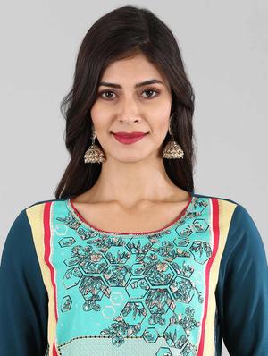blue viscose straight kurta - 17614252 - Standard Image - 4