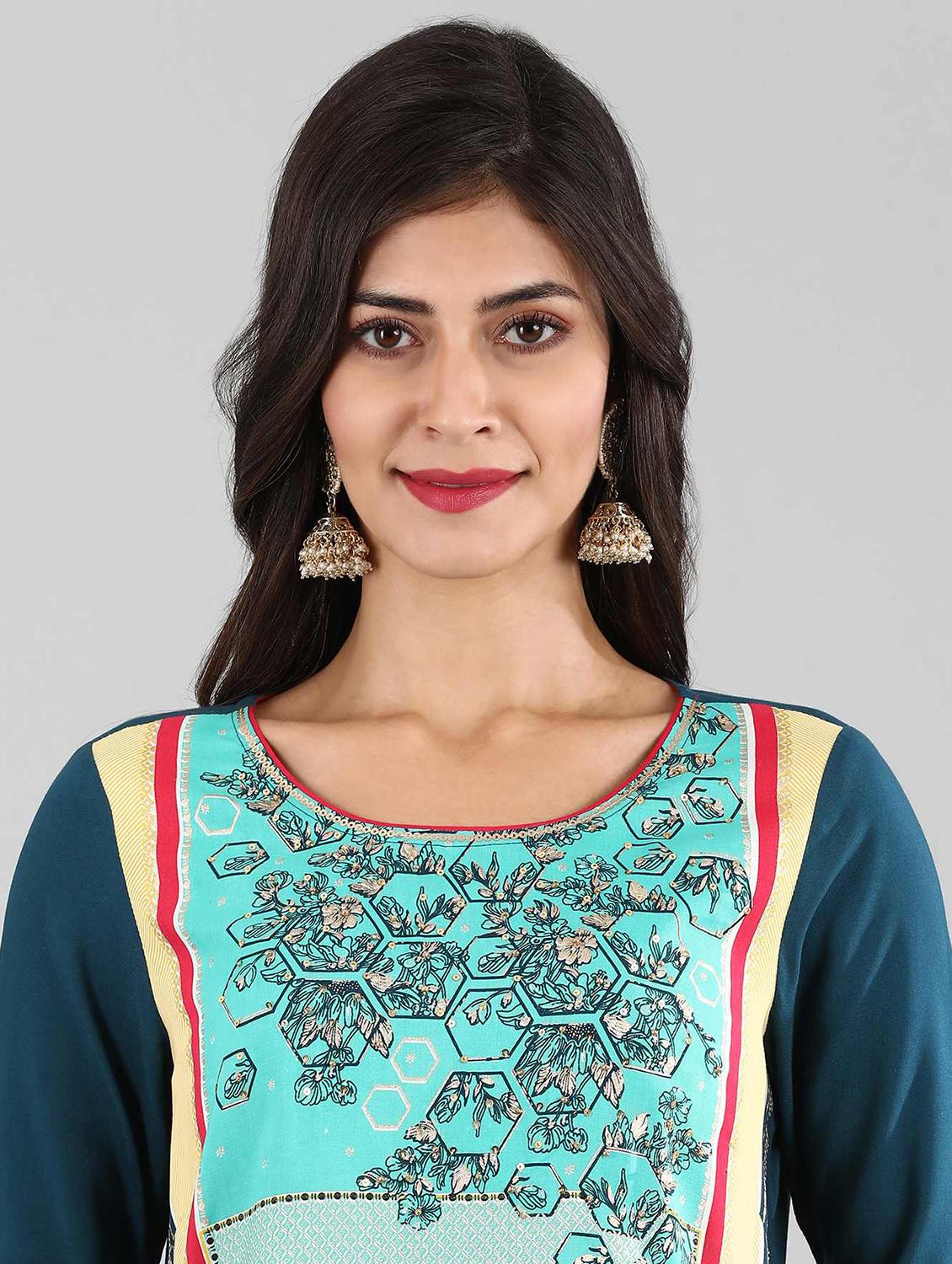 blue viscose straight kurta - 17614252 - Zoom Image - 4