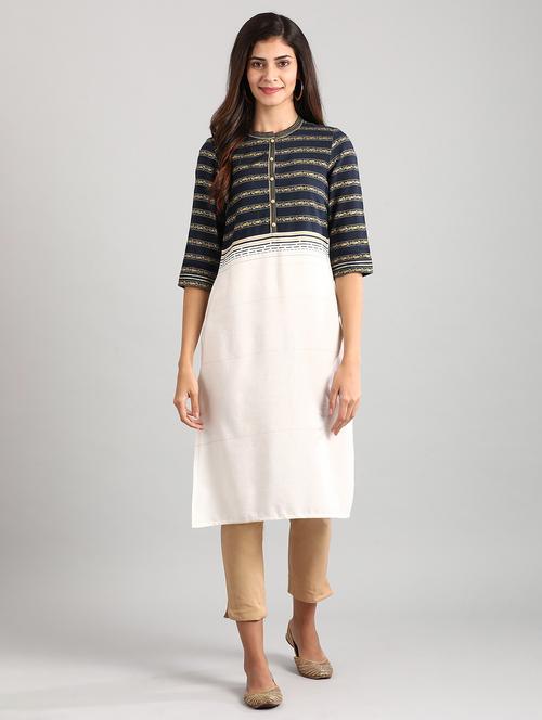 blue viscose straight kurta - 17614253 - Standard Image - 1