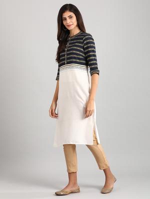 blue viscose straight kurta - 17614253 - Standard Image - 2