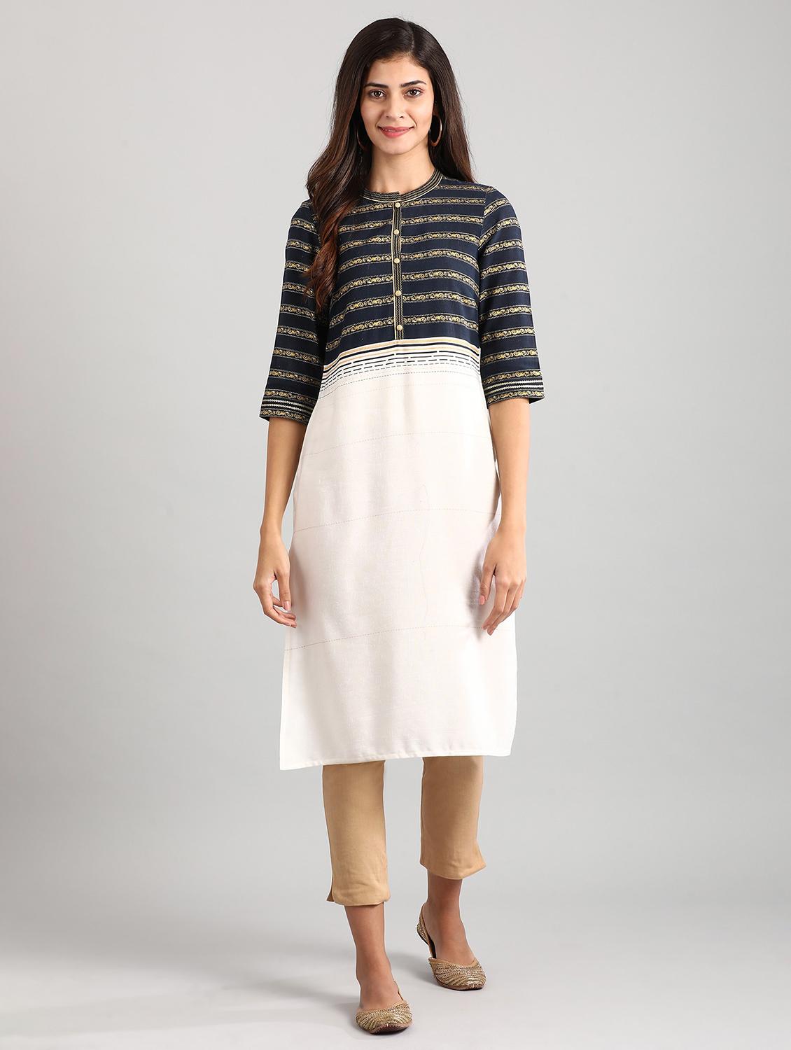 blue viscose straight kurta - 17614253 - Zoom Image - 1