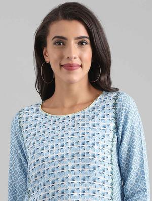 blue viscose straight kurta - 17614261 - Standard Image - 4