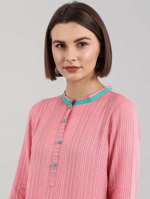 pink viscose straight kurta - 17614268 - Standard Image - 4