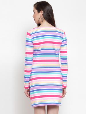round neck striped bodycon dress - 17614287 - Standard Image - 3