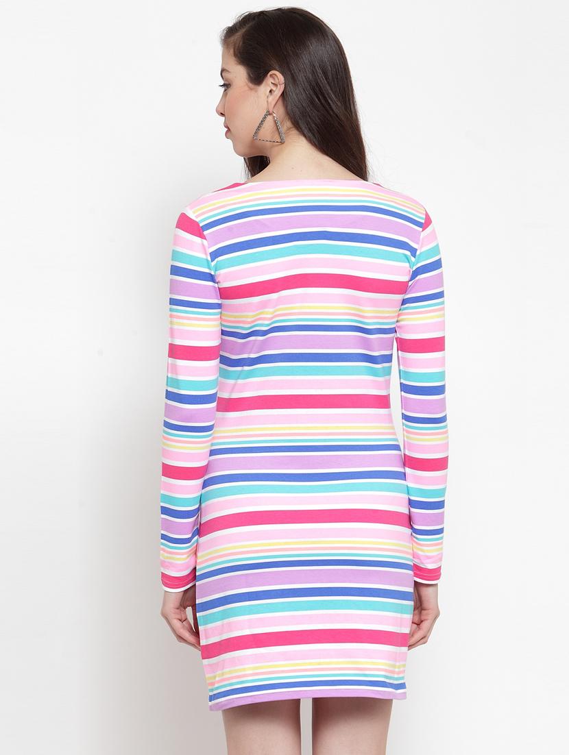 round neck striped bodycon dress - 17614287 - Zoom Image - 3