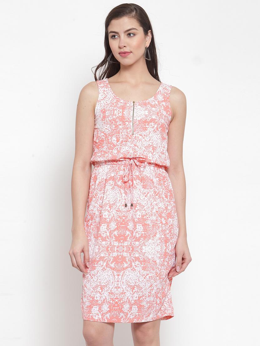 round neck printed blouson dress - 17614289 - Zoom Image - 1