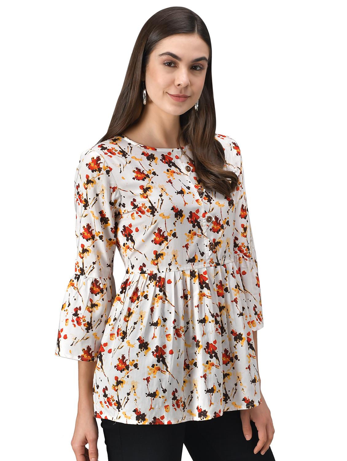 bell sleeved floral tunic - 17614470 - Zoom Image - 2
