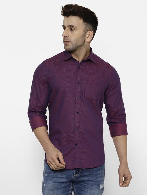purple printed casual shirt - 17614774 - Very Small Image - 1