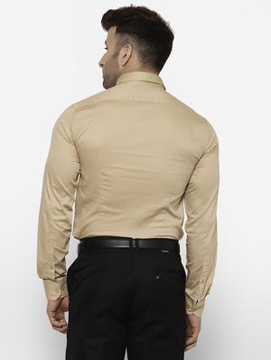 beige solid formal shirt - 17614783 - Standard Image - 3