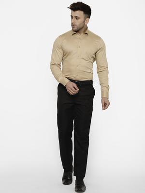 beige solid formal shirt - 17614783 - Standard Image - 4