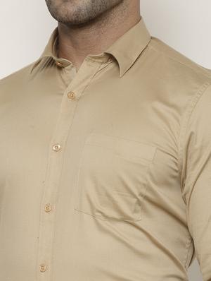 beige solid formal shirt - 17614783 - Standard Image - 5