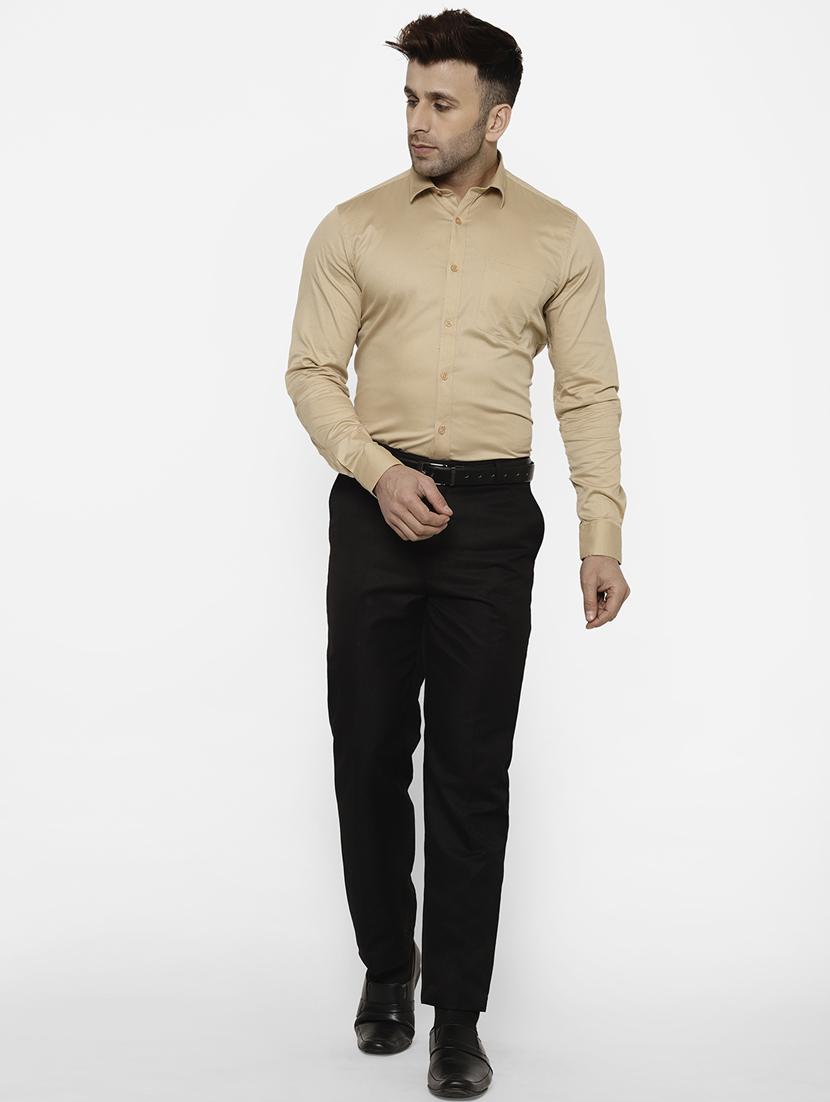 beige solid formal shirt - 17614783 - Zoom Image - 4