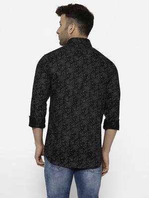 black floral print casual shirt - 17614788 - Standard Image - 3