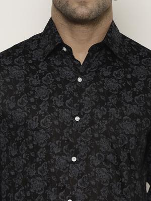black floral print casual shirt - 17614788 - Standard Image - 5