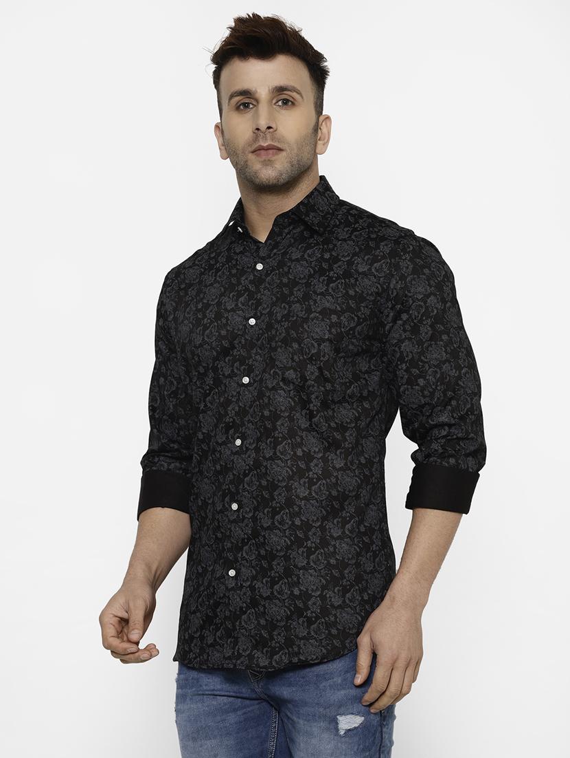black floral print casual shirt - 17614788 - Zoom Image - 2