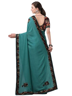 solid bordered saree with blouse - 17614971 - Standard Image - 2
