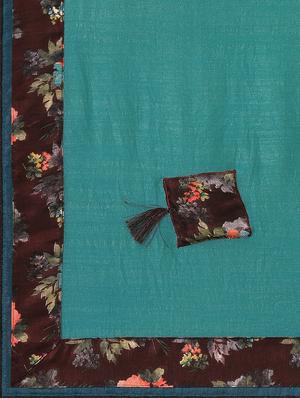 solid bordered saree with blouse - 17614971 - Standard Image - 4