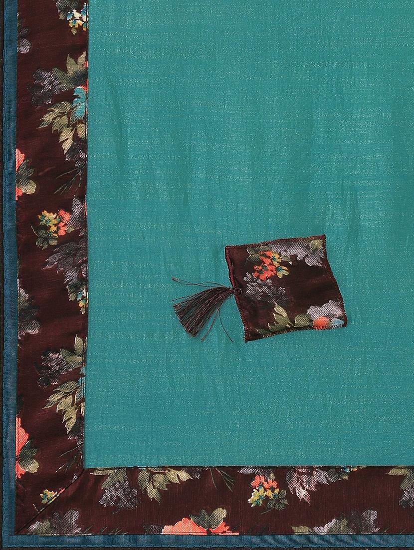 solid bordered saree with blouse - 17614971 - Zoom Image - 4