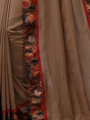solid bordered saree with blouse - 17614994 - Standard Image - 4