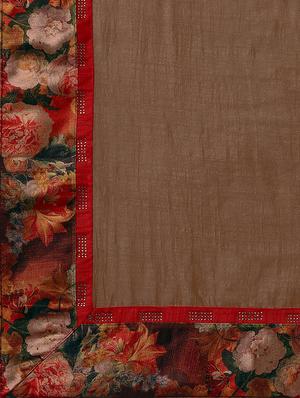 solid bordered saree with blouse - 17614994 - Standard Image - 5