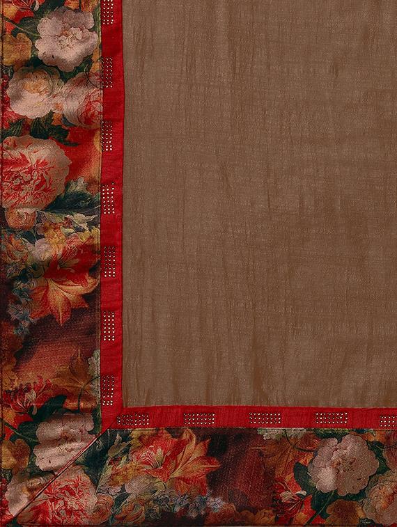 solid bordered saree with blouse - 17614994 - Zoom Image - 5