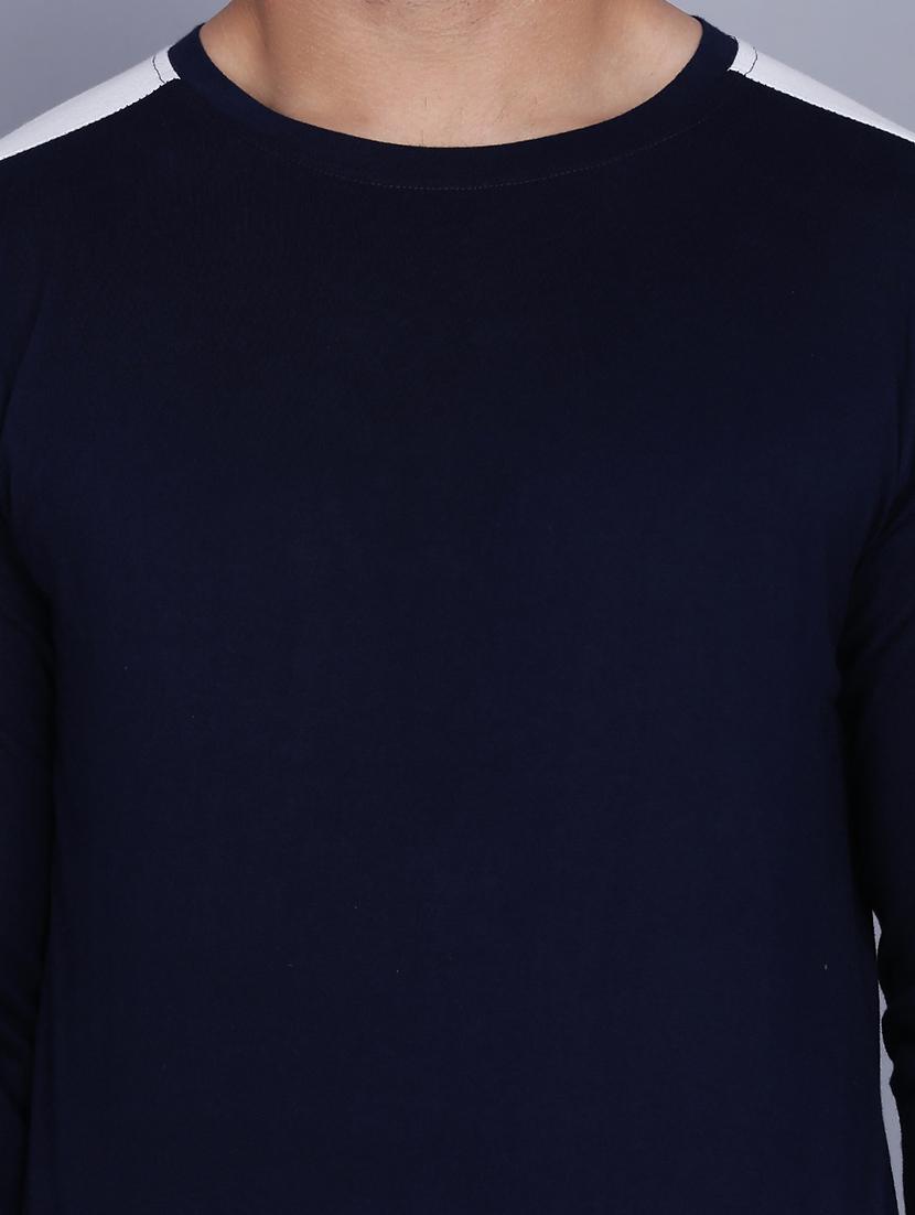 navy blue solid taped t-shirt - 17615146 - Zoom Image - 4