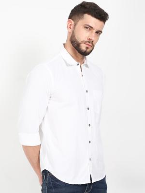 white solid casual shirt - 17615227 - Standard Image - 2