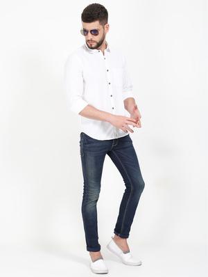 white solid casual shirt - 17615227 - Standard Image - 4