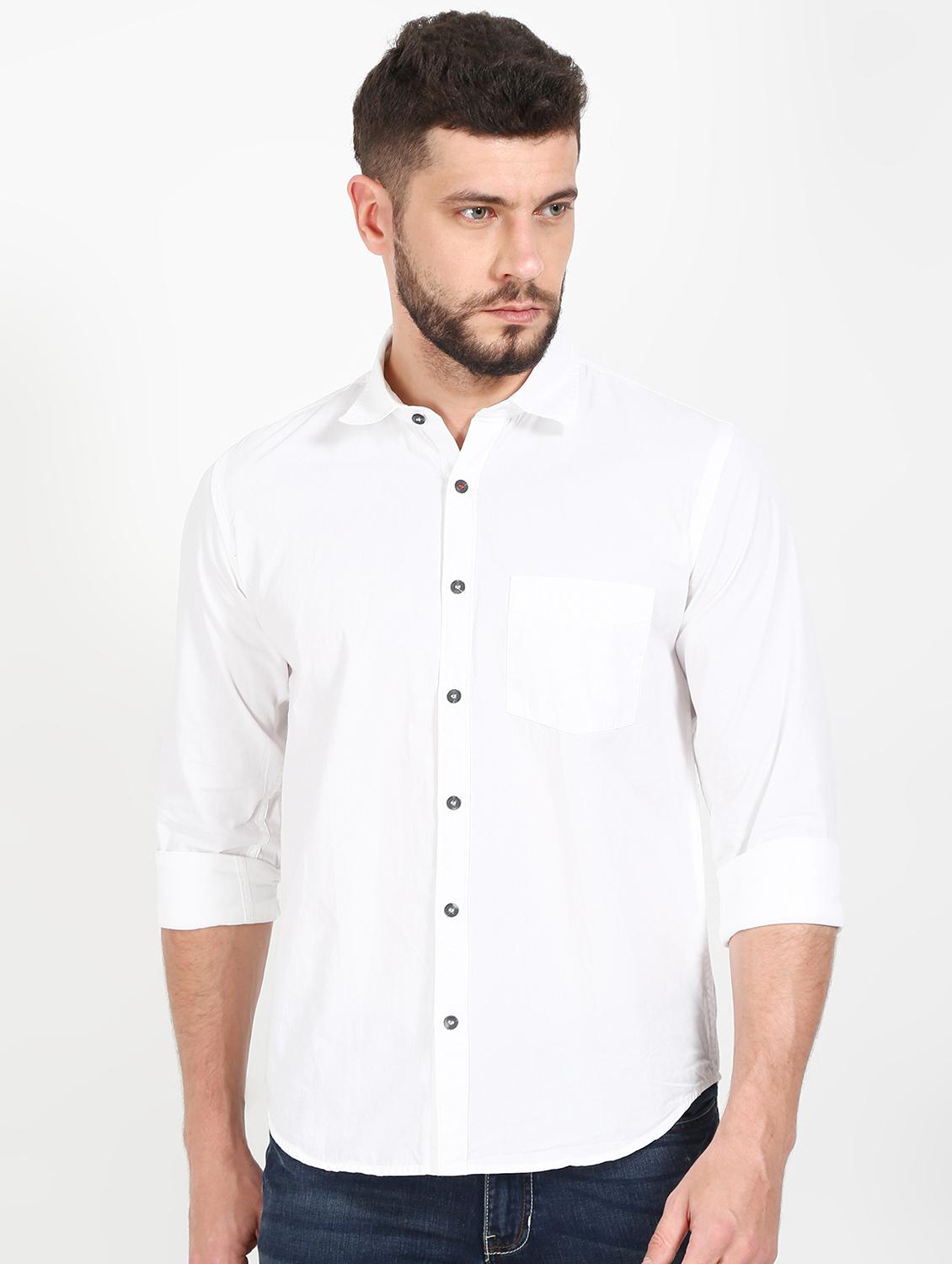white solid casual shirt - 17615227 - Zoom Image - 1