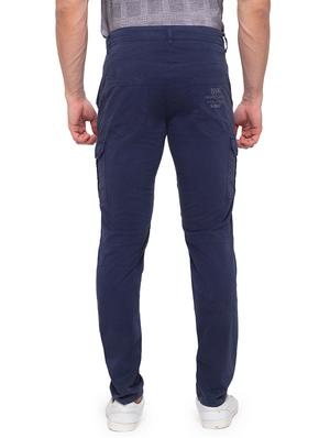 navy blue solid cargo trouser - 17615473 - Standard Image - 3
