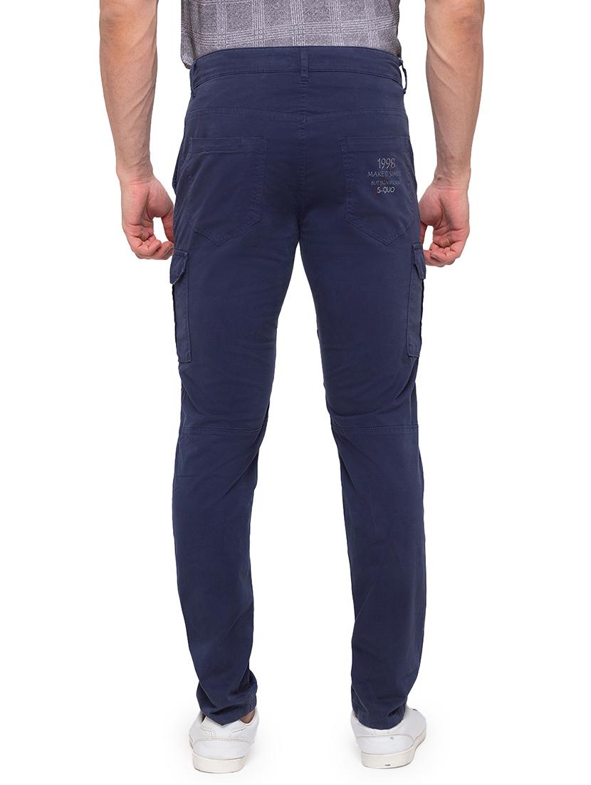 navy blue solid cargo trouser - 17615473 - Zoom Image - 3