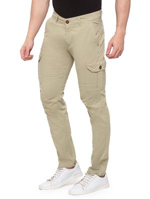 beige solid cargo trouser - 17615474 - Standard Image - 2