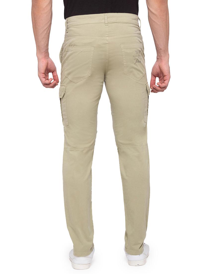 beige solid cargo trouser - 17615474 - Zoom Image - 3