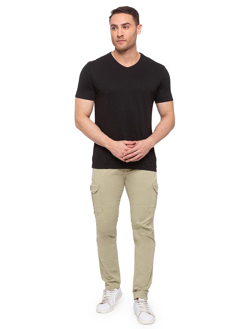 beige solid cargo trouser - 17615474 - Zoom Image - 4