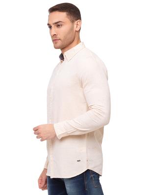 beige self design casual shirt - 17615480 - Standard Image - 2