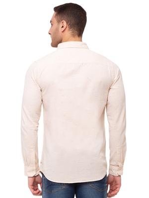 beige self design casual shirt - 17615480 - Standard Image - 3