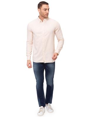 beige self design casual shirt - 17615480 - Standard Image - 4