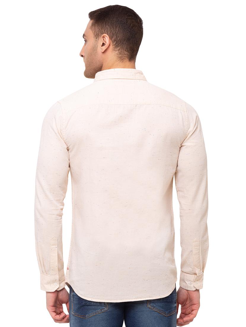 beige self design casual shirt - 17615480 - Zoom Image - 3