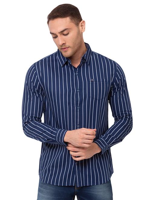 blue striped casual shirt - 17615483 - Standard Image - 1