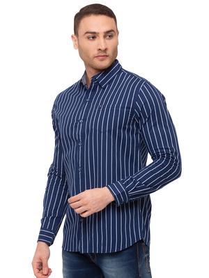 blue striped casual shirt - 17615483 - Standard Image - 2