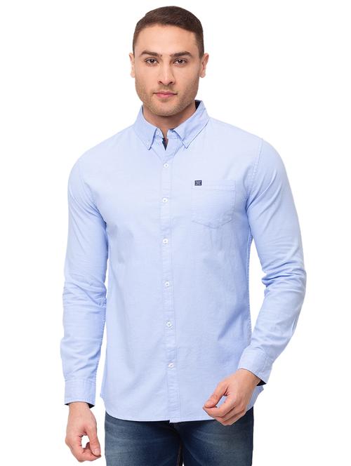 light blue solid casual shirt - 17615488 - Standard Image - 1