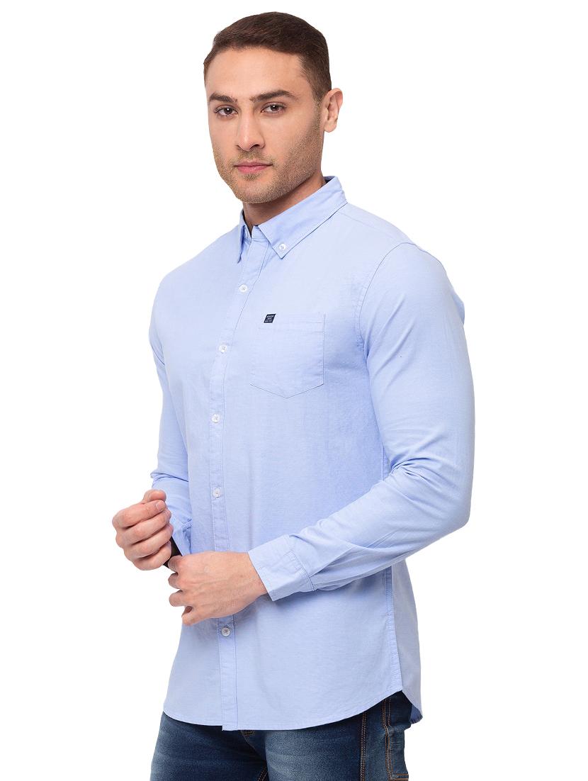 light blue solid casual shirt - 17615488 - Zoom Image - 2