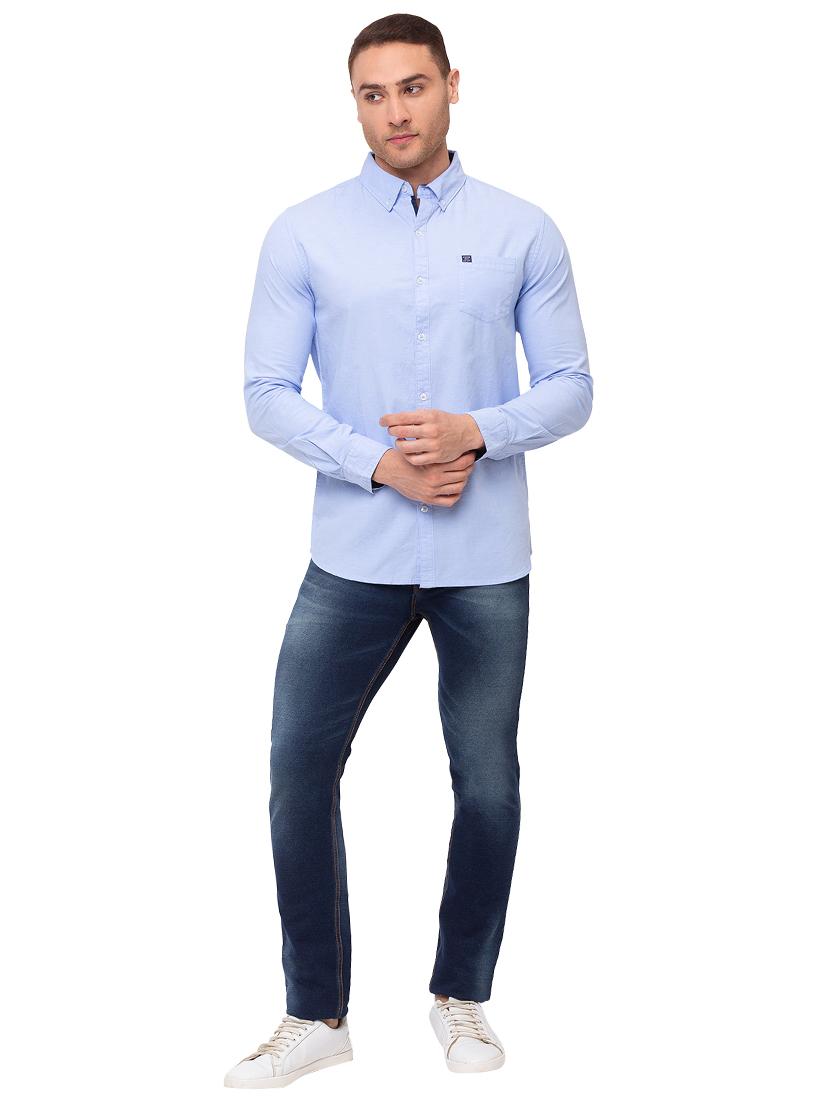 light blue solid casual shirt - 17615488 - Zoom Image - 4