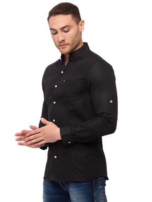 black solid casual shirt - 17615503 - Standard Image - 2