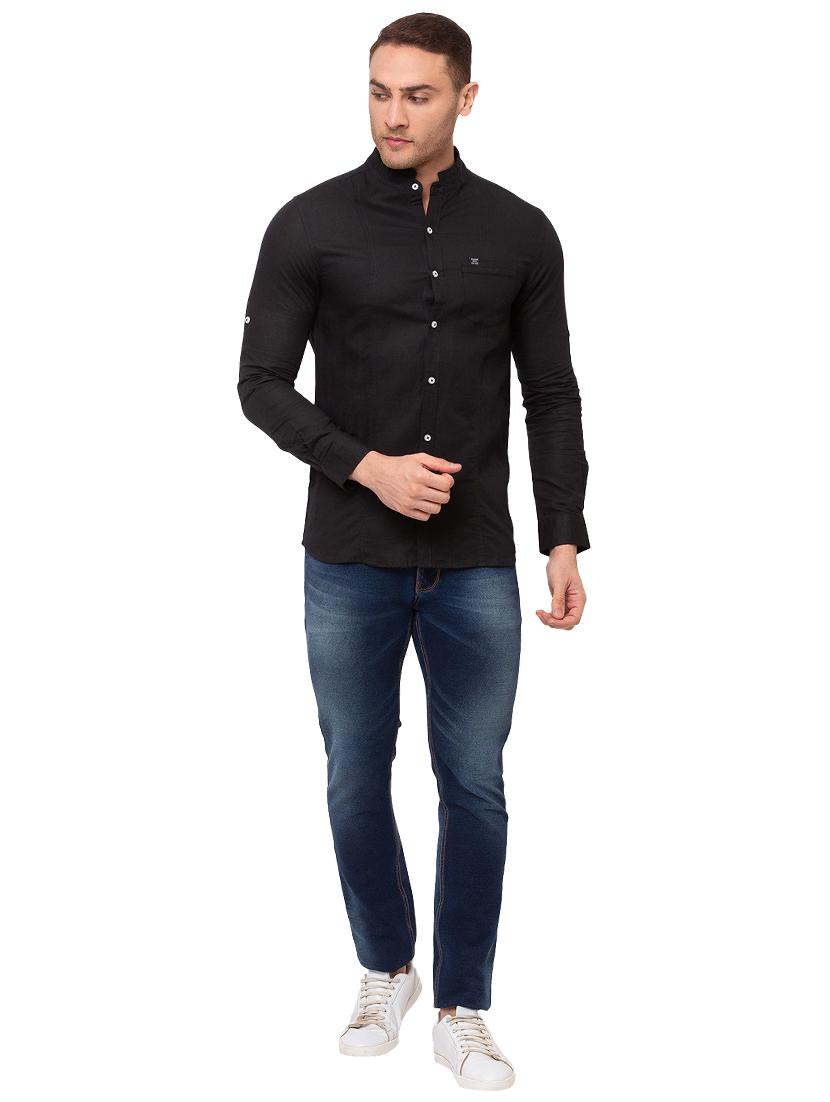 black solid casual shirt - 17615503 - Zoom Image - 4